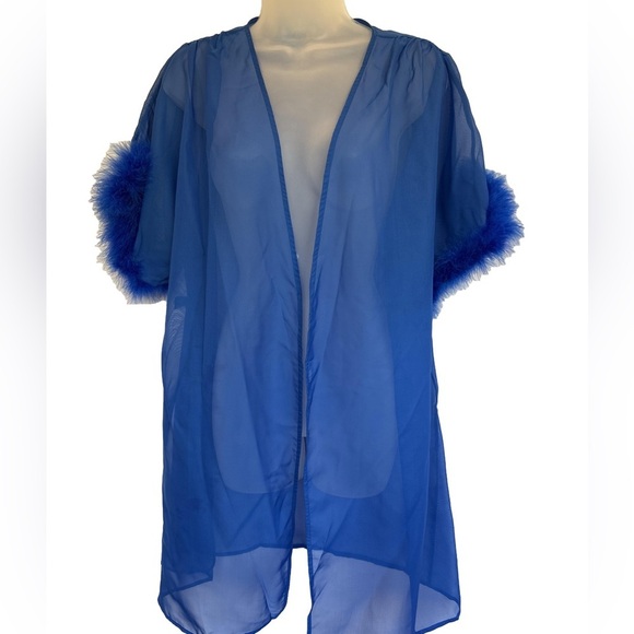 moon dance Other - Vintage Moon Dance Blue 60s style sheer robe maribou trim #Sabrinacarpenter